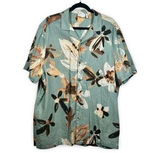 ASOS Linen‎ Blend Tropical Camp Shirt Men's Size XL Tall Vacation Beach Resort